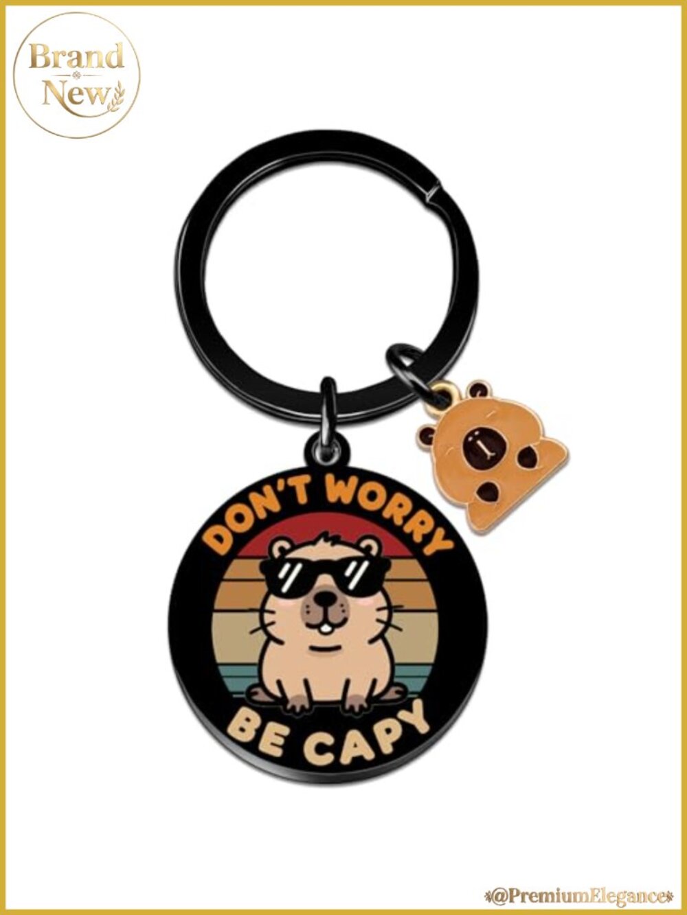Capybara Keychain Don't Worry Be Capy Stainless Steel Charm Gift for Women